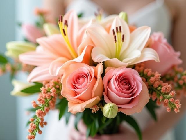 Beautifully arranged customized bouquet with various flowers and foliage.